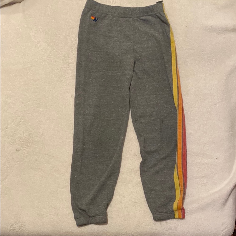 Gray Kids Joggers with Rainbow Stripe